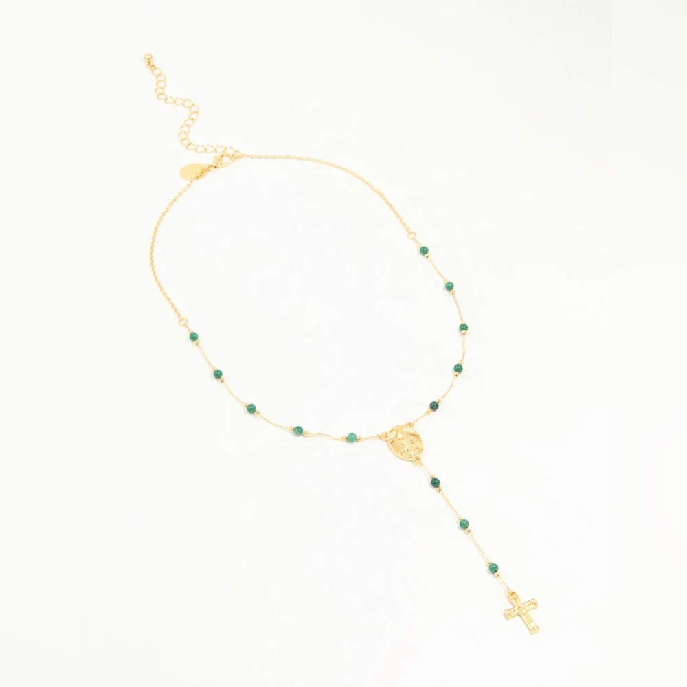 Elegant Gold and Green Beaded Necklace - Picture 4 of 9